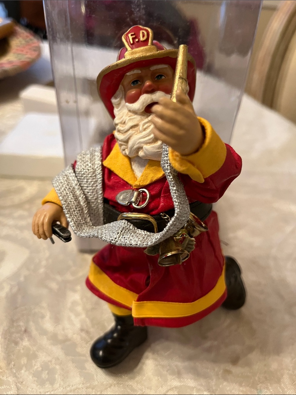 Firefighter Santa Ornament Vintage Clothtique Possible Dreams 713692 "
